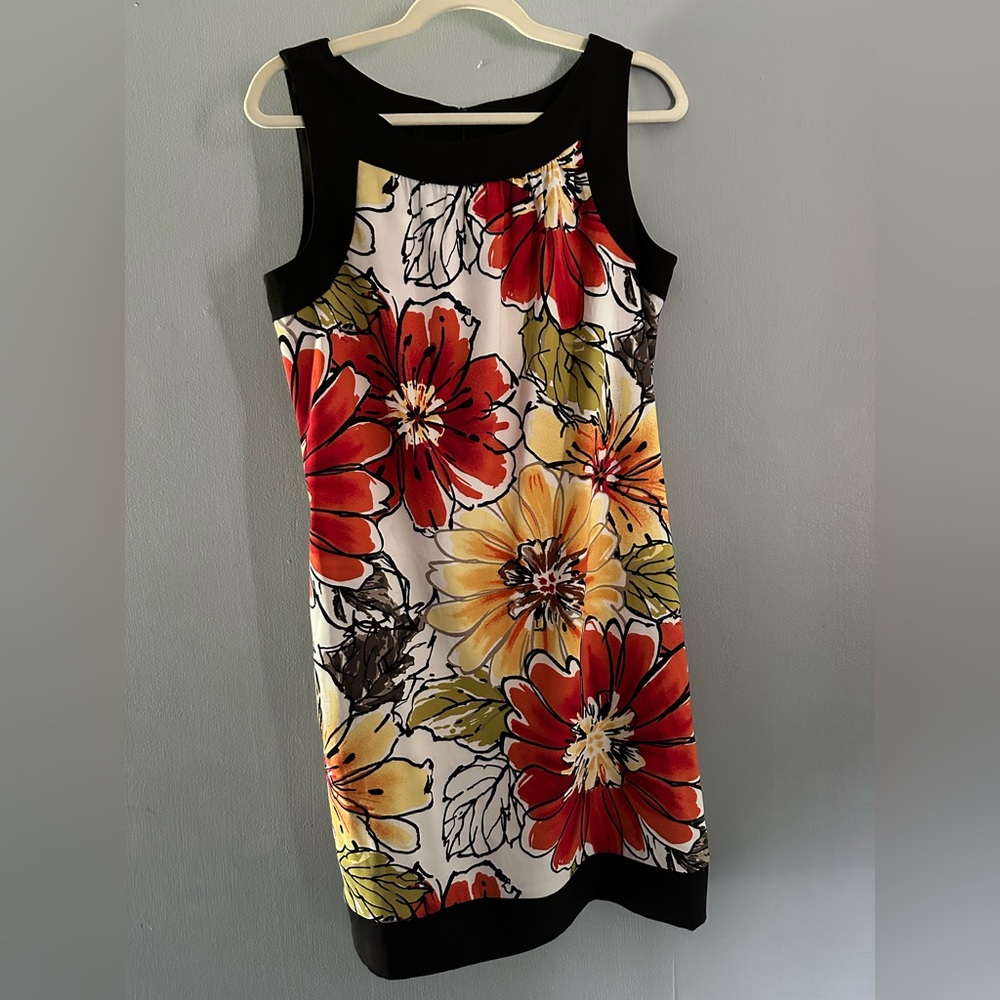 AB Studio Floral Sheath Midi Dress